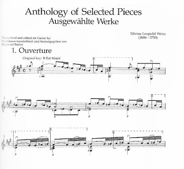 Weiss, Silvius Leopold: Anthology of Selected Pieces für Gitarre solo, Noten Beispiel