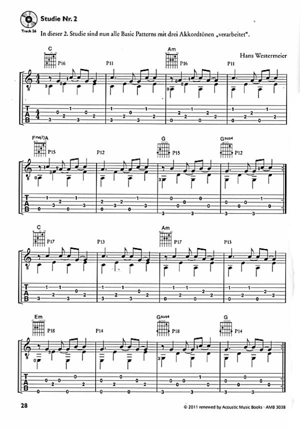 Westermeier, Hans: Picking Basics Band 1, Fingerstyle Gitarrenschule Noten Beispiel