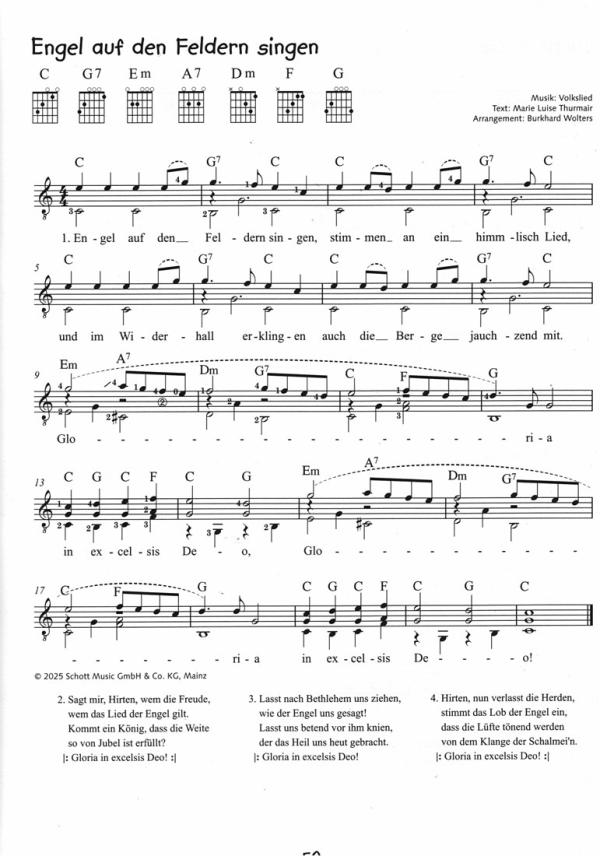 Wolters, Burkhard: Alles Gitarre! - Weihnachtslieder für 1-2 Gitarren, Noten Beispiel