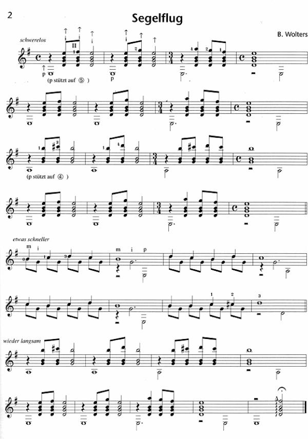Wolters, Burkhard Buck: Segelflug - 21 Fantasiereisen für Gitarre solo, Noten Beispiel